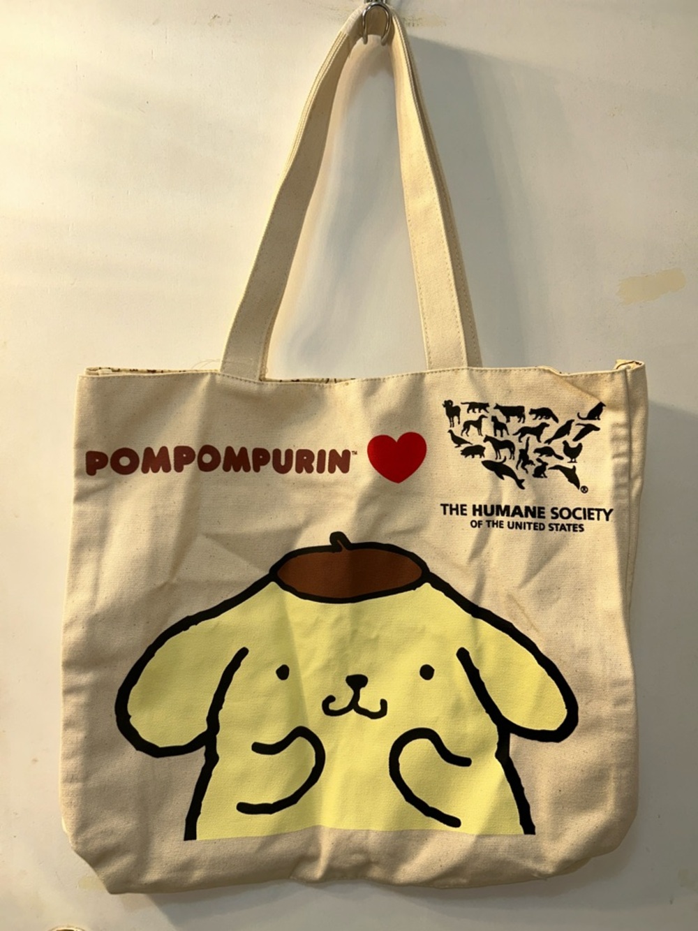 NWT Pompompurin Canvas Large Tote Bag with Humane Society Logo